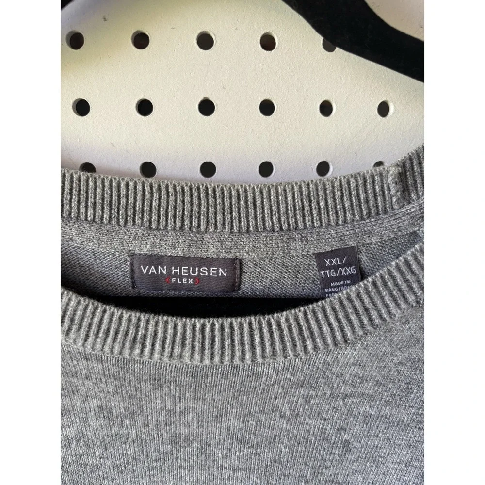 Van Heusen Flex Sweater Pull Over Gray Crewneck Men's Size XXL Cotton Blend